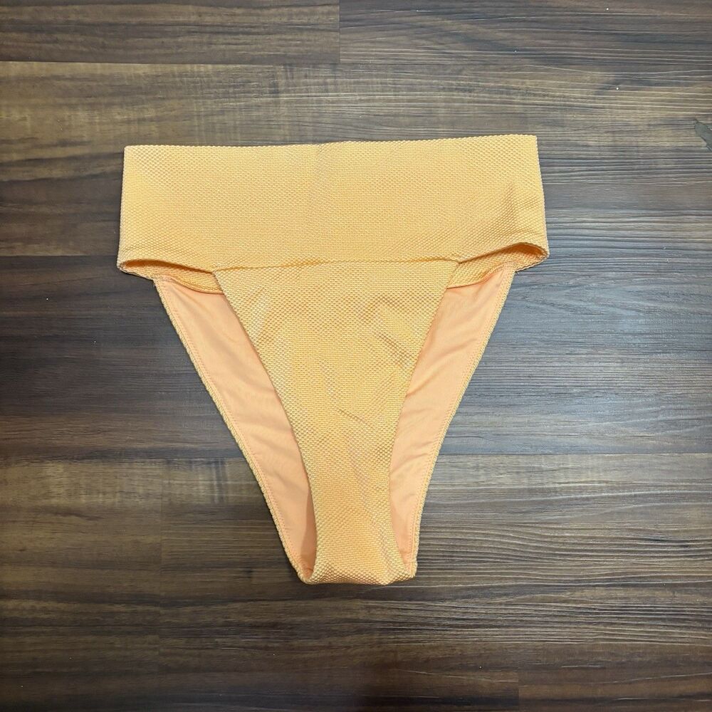 NWT Aerie Sz Medium 2PC Swim Set Orange V Wire Bra High Waisted Bottoms Bikini - Picture 5 of 10